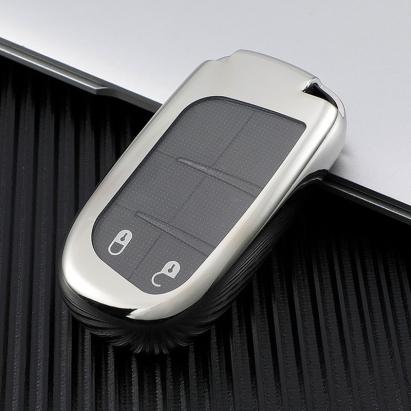 Husă cheie auto TPU gri pentru Jeep/Fiat/Chrysler/Dodge Smartkey, Silver