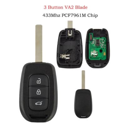 Cheie cu telecomandă compatibilă Renault, 3 butoane, PCF7961M, lamelă VA2