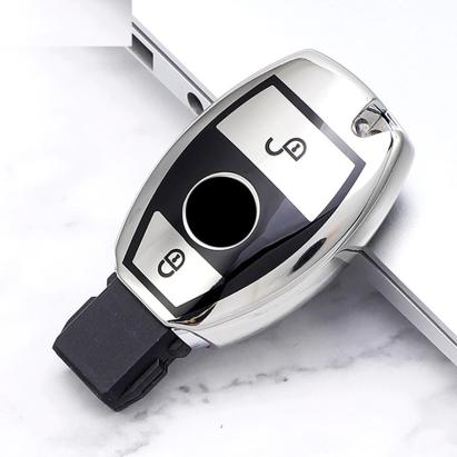 Husă cheie Mercedes Benz SmartKey 2 butoane din TPU, gri, aspect premium