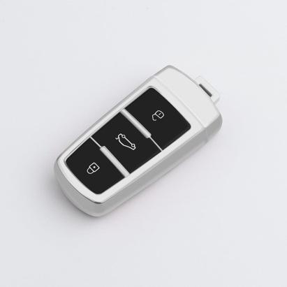 Husă cheie VW Passat B6/B7 & CC keyless, TPU gri, 3 butoane SmartKey