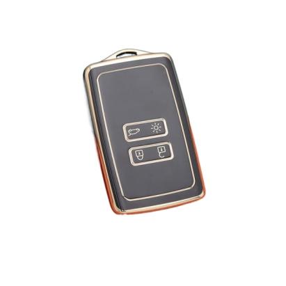Husă cheie Renault Smartkey 4 butoane, TPU negru cu contur auriu, premium