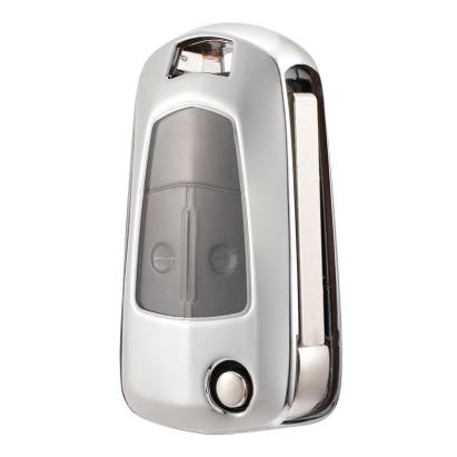 Husă cheie briceag Opel din TPU+PC, gri, pentru Astra H, Corsa D, Zafira B