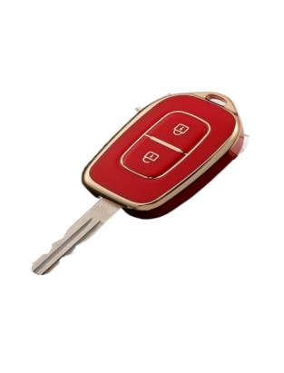 Husă cheie Dacia 2 butoane din TPU, roșu cu contur auriu, aspect premium