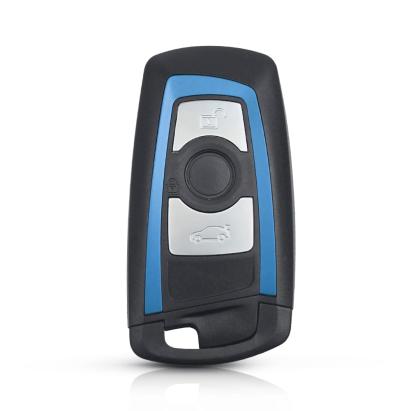 Carcasă cheie BMW SmartKey compatibilă, 3 butoane, seria F, contur albastru