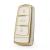 Husă cheie VW Passat B6/B7 & CC keyless, TPU alb cu contur auriu