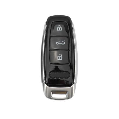 Carcasă cheie Audi Smartkey 3 butoane, negru lucios, pentru A6 C8/A7/A8/Q8 (2017–2021)