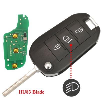 Cheie briceag compatibilă Peugeot 308/3008, 3 butoane, 433 MHz, HITAG 4A AES, LED