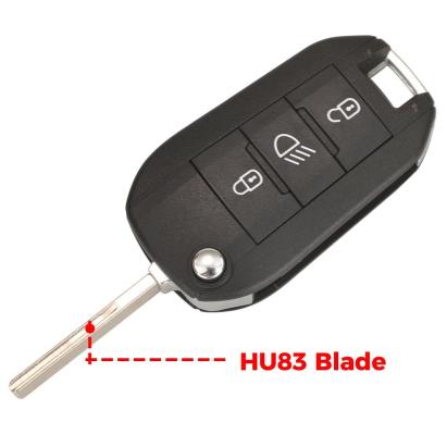 Carcasă cheie tip briceag compatibilă Citroen C4 2017+, 3 butoane, buton far, HU83