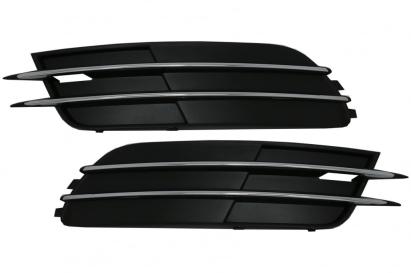 Set grile bară față Audi A6 C7 (4G) 2011–2014, fără locaș proiectoare, crom