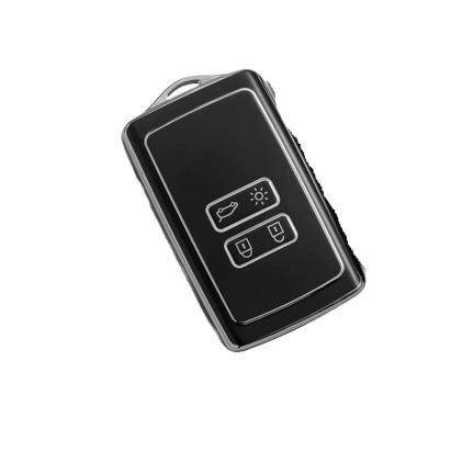 Husă cheie Renault Smartkey 4 butoane, TPU negru cu contur cromat