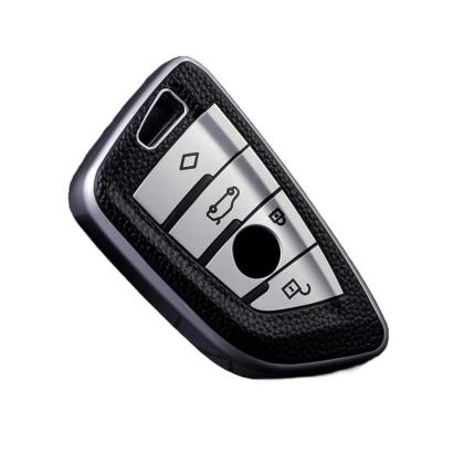 Husă cheie BMW Smartkey 3/4 butoane Seria G, TPU cu aspect piele, gri silver