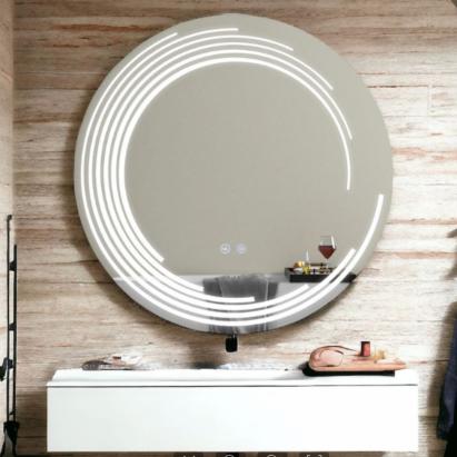 Oglindă LED rotundă 70 cm Verita Touch, dimabilă, cu sistem de dezaburire