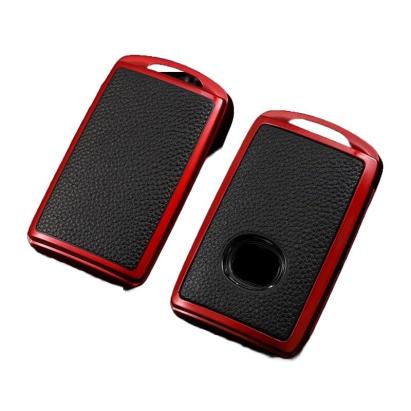 Husă cheie Mazda CX-30 Smartkey, 3 butoane, TPU cu aspect piele, roșie