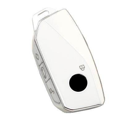 Husă cheie BMW Smartkey 2023 (G70/G09) din TPU, albă cu contur silver