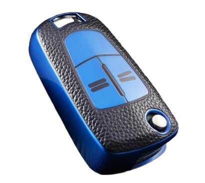 Husă cheie Opel Astra H/Corsa D/Zafira C briceag, TPU albastră aspect piele