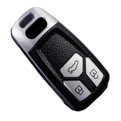 Husă pentru cheie Audi A4 SmartKey din TPU, aspect piele, gri, 3 butoane
