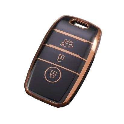 Husă cheie Kia Sportage Smartkey 3 butoane, TPU negru cu contur auriu