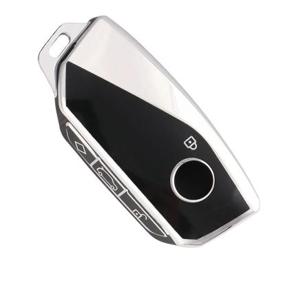 Husă cheie smartkey BMW 2023 din TPU, negru cu contur argintiu