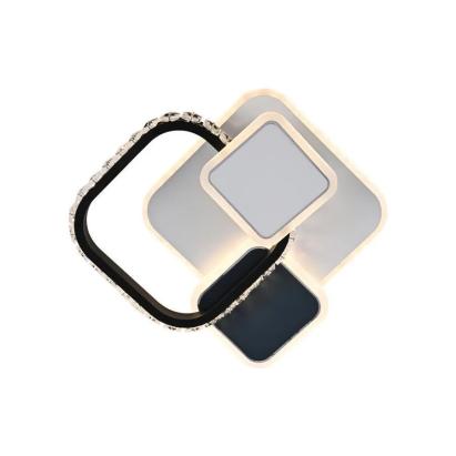 Lustră LED cu cristal GELLA 48W, pătrată, 3 nuanțe lumină, alb-negru