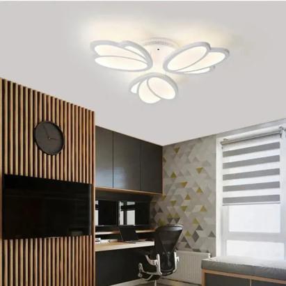 Lustră LED TULIP 45W cu telecomandă, 3 petale, lumină reglabilă rece/caldă/neutră, alb