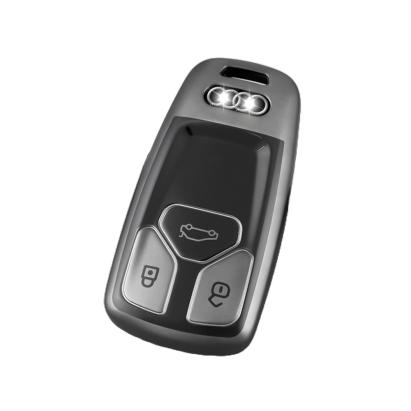 Husă cheie Audi A4 SmartKey 3 butoane, TPU premium, gri închis