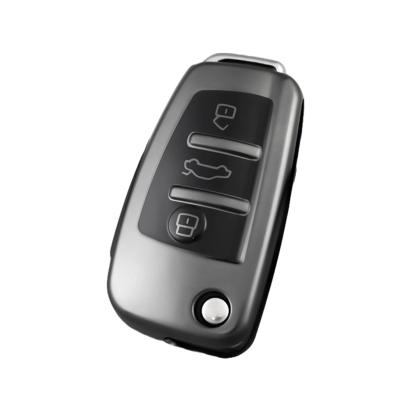 Husă cheie briceag Audi cu 3 butoane, TPU premium, gri închis