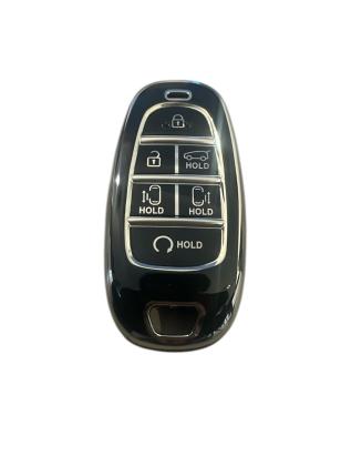 Husă cheie smartkey Hyundai Tucson 2022-2024, TPU negru cu contur silver, 6 butoane