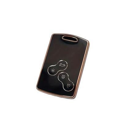 Husă cheie Renault keyless TPU, 4 butoane, negru cu contur auriu (Captur/Clio 4/Koleos)