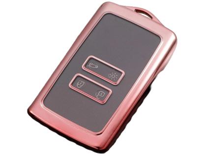 Husă cheie Renault Smartkey 4 butoane din TPU, roz, compatibilă Megane Clio Captur Kadjar