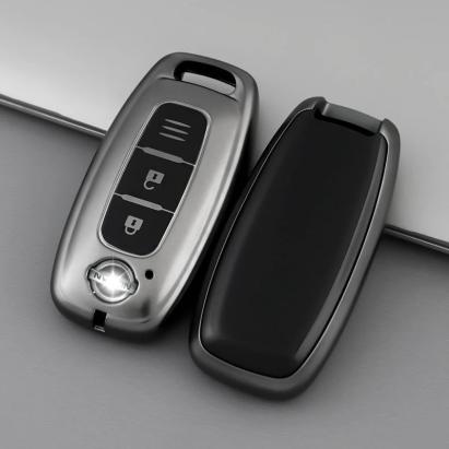 Husă cheie Smartkey compatibilă Nissan Qashqai 2022–2025, TPU gri, 2 butoane