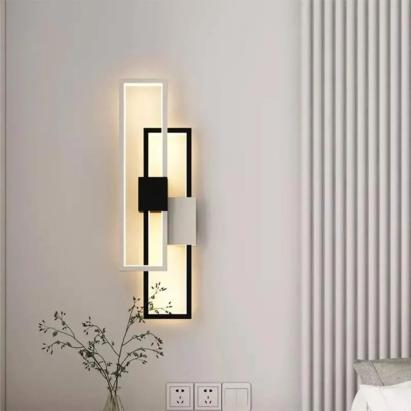 Aplica LED Massika 37W alb-negru, design geometric pentru interior, 50 cm