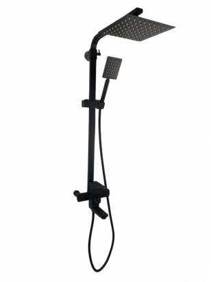 Coloană de duș Mixxus KUB-009-J neagră, 120 cm, monocomandă, cu pară și duș tip ploaie