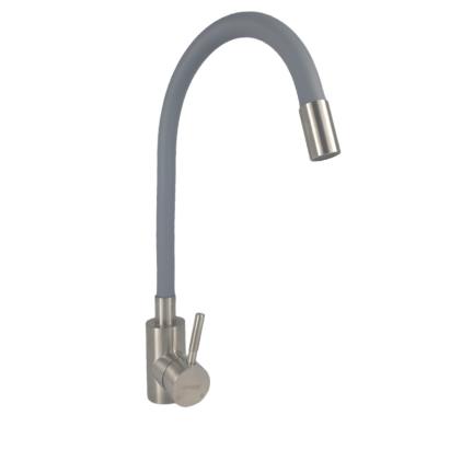 Baterie de bucătărie Mixxus SUS-011 Refl Gray din inox, monocomandă, cu racorduri