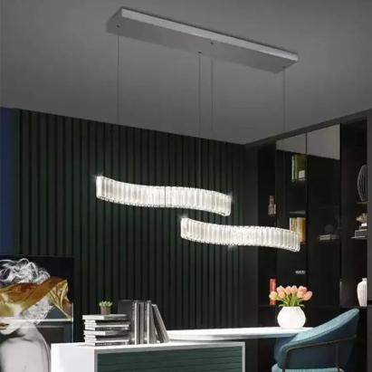 Lustră LED suspendată Merve 24W cu cristale, telecomandă, 3 culori lumină, crom