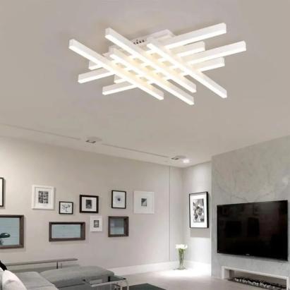 Lustră LED MORA 160W cu telecomandă, 8 elemente, dimabilă, alb mat, 3 nuanțe