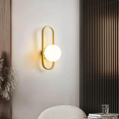 Aplica de perete Amena alb-auriu, 1x E14, design modern cu glob