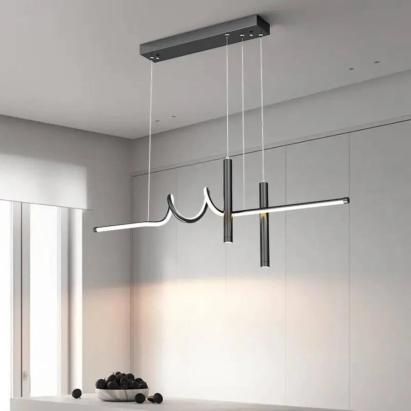 Lustră LED suspendată DANNA 35W, dimabilă, cu telecomandă, neagră, înălțime reglabilă