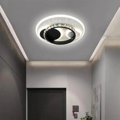 Lustră LED ARIELLA 39W cu cristal, rotundă, 3 nuanțe lumină, negru mat