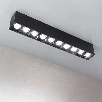 Proiector LED liniar aplicat cu grila, 15W, 4000K, 10 surse, anti-orbire