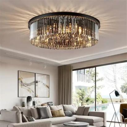 Candelabru Blaze din cristal K9, negru, 6xE14, pentru living și dormitor