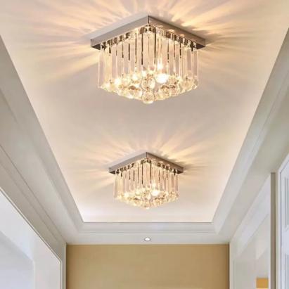 Lustră din cristal Martinez Linear Luxe, 4x E14, crom lucios, pătrată 25 cm