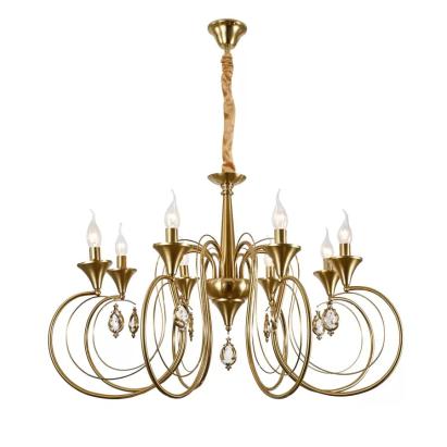 Candelabru din cristal Frederick, 8xE14, auriu antichizat, Ø52 cm, inaltime reglabila