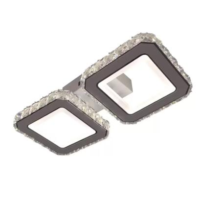 Lustră LED QUADRIS 41W cu telecomandă și cristal, 2 pătrate, dimabilă, alb