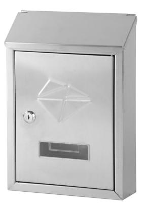 Cutie poștală din inox GL-06S, cu fanta spate, 305×70×215 mm