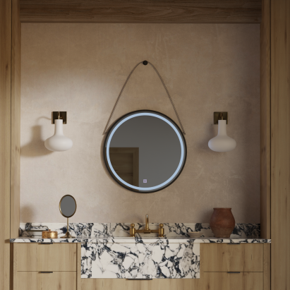 Oglindă LED rotundă 60 cm cu touch, dimabilă, pentru baie – Basic