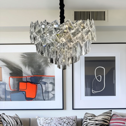 Candelabru din cristal Windsor Nobile, 5xE14, Ø39 cm, crom lucios, înălțime reglabilă