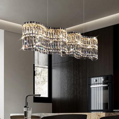 Candelabru LED din cristal Regalis cu telecomandă, crom lucios, 58 cm