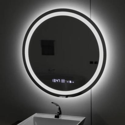 Oglindă LED rotundă 80 cm Marcello Celeste MotionGlow cu dezaburire, ceas și dimare