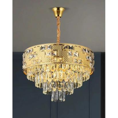 Candelabru din cristal NEUSCHWANSTEIN Eleganza, auriu, 49 cm, 7xE14, inaltime reglabila