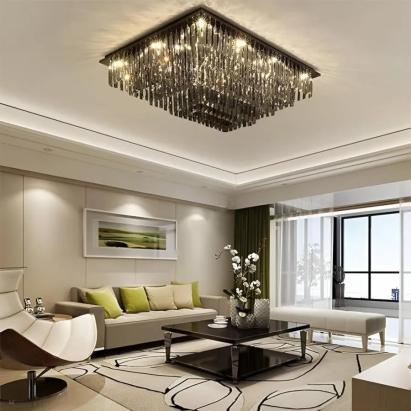 Lustră LED din cristal Xanthi, argintie, dimabilă, pentru living și dormitor